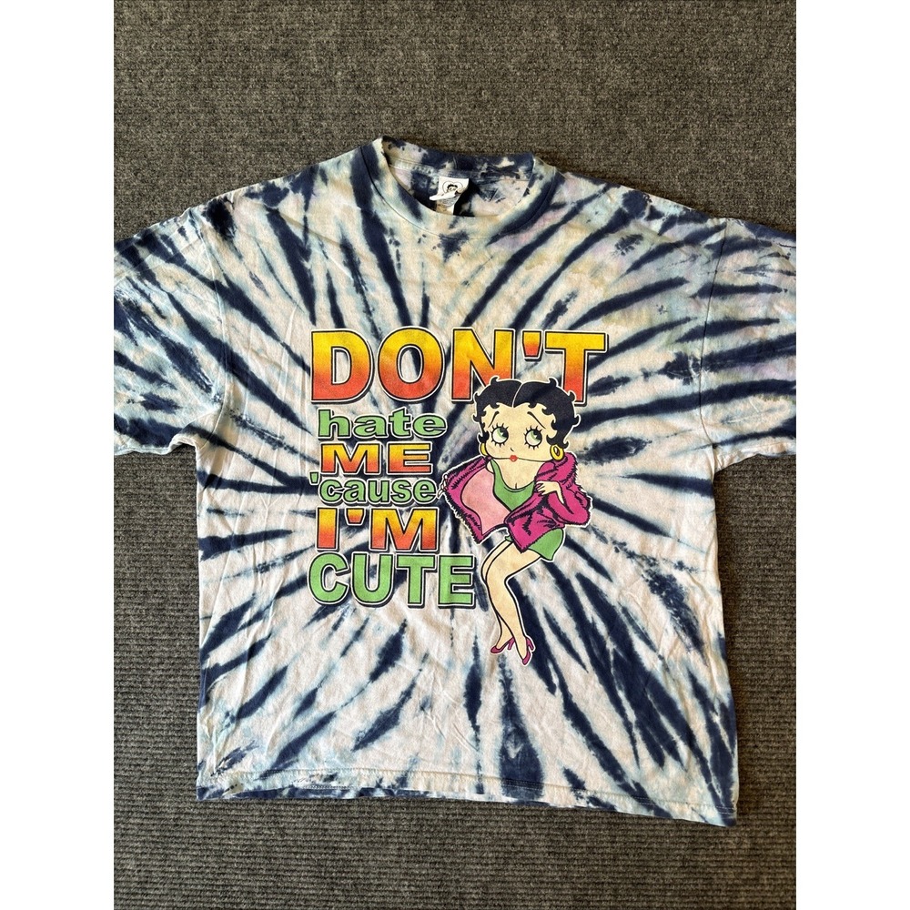 Y2K Betty Boop Tie Dye Don't Hate Me Cause I'm Cute Tshirt Graphic Hippie Grunge